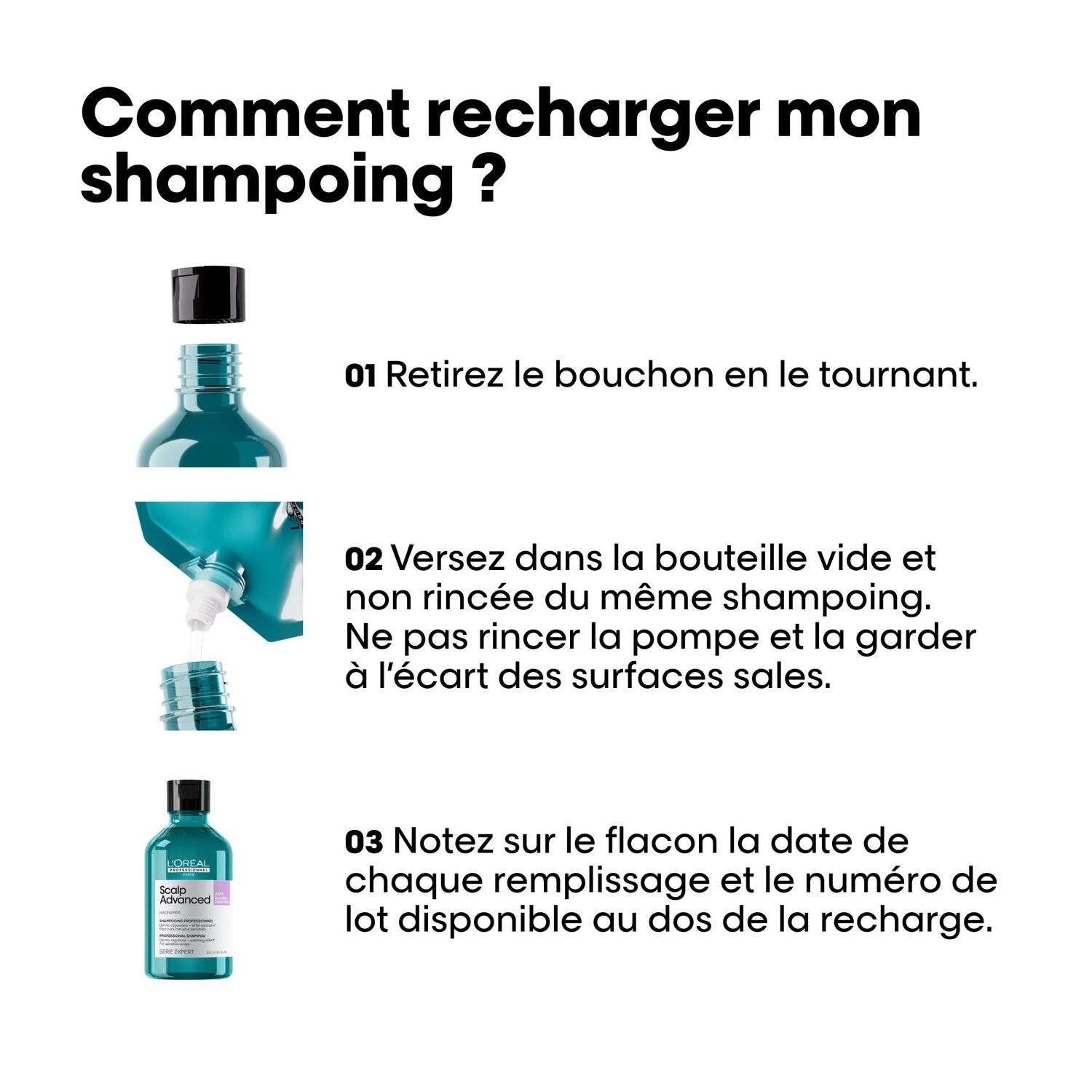 Serie Expert Scalp Advanced - Recharge Shampoing niacinamide dermo-régulateur apaisant - cuirs chevelus sensibles 300 ml