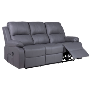 Armand - Canapé 3 places relax électrique en simili - Gris