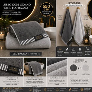 COTONE EGIZIANO Telo bagno Reverse in cotone egiziano 550 gr_Grey