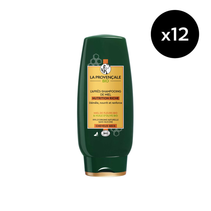 Lot de 12 - La Provençale L'Après-Shampooing de Miel Nutrition Riche 200ml