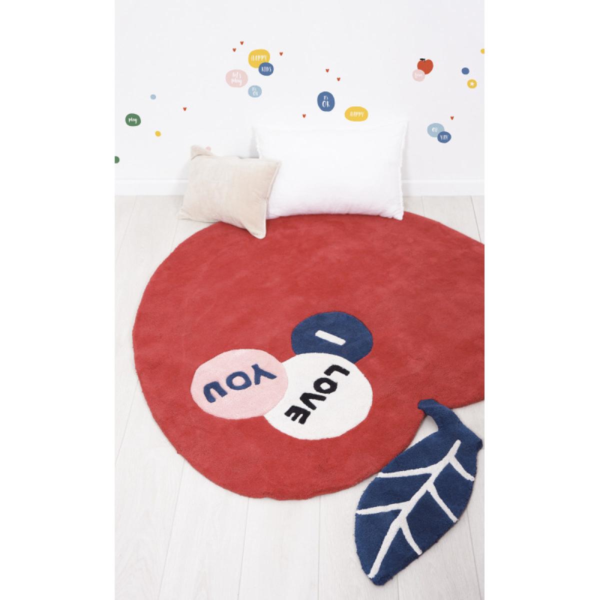 Tapis Lilipinso 100% Coton rond Diamètre 150 cm - Couleur: Pomme d-Amour