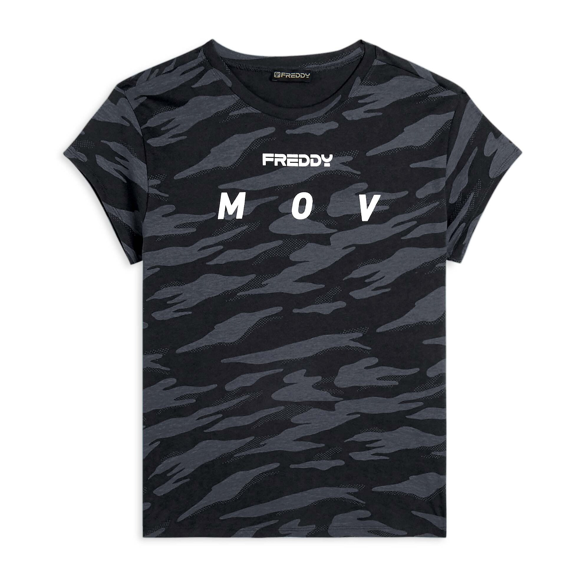 T-shirt camouflage con maniche ad aletta