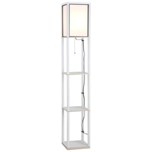 Lampadaire étagère lampe étagère 26L x 26l x 160H cm 3 étagères 4 niveaux MDF blanc