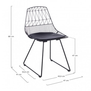 Chaise filaire en métal noir - dossier forme géométrique - PALERMO 01