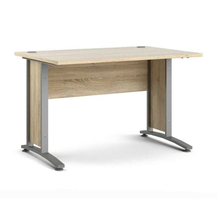 Scrivania Amigos, Scrittoio multiuso, Tavolo per ufficio porta PC, Piano di lavoro, 120x80 h75 cm, Grigio e Quercia