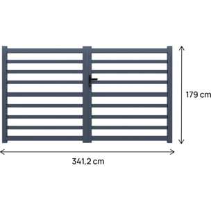 Portail aluminium ajouré "Martin" - 340 x 180 cm - Gris