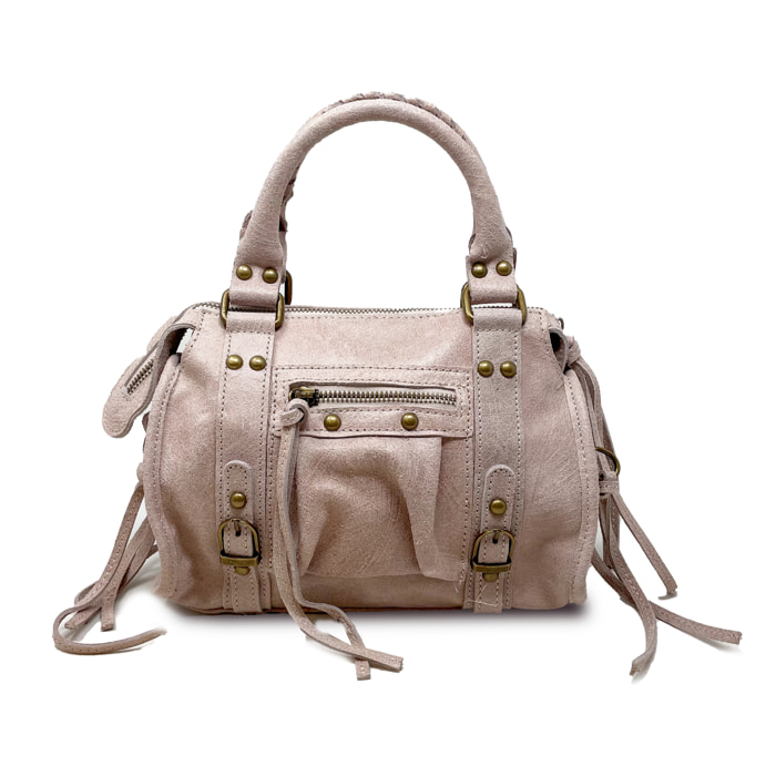 Chicca Borse - Borsa a Mano Donna in Vera Pelle - Colore Cipria