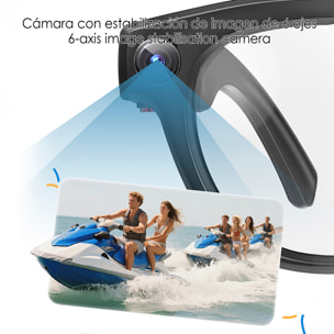 Occhiali intelligenti Q8. Con fotocamera da 8MPX, traduttore Ai in tempo reale, riconoscimento fotografico intelligente, controllo della musica e delle chiamate.