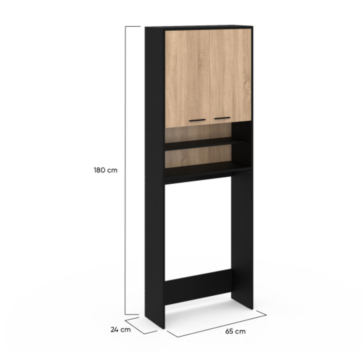 Meuble dessus machine à laver Will noir et bois