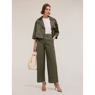 Motivi - Pantalones anchos con detalle calado - Verde