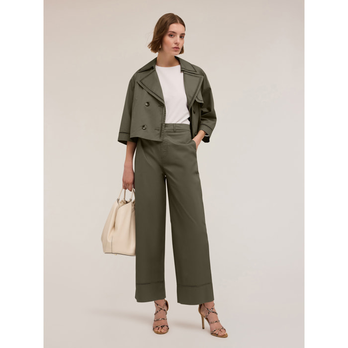 Motivi - Pantalones anchos con detalle calado - Verde