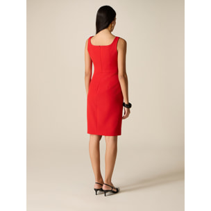 Oltre - Vestido tubo con hebilla metálica - Rojo