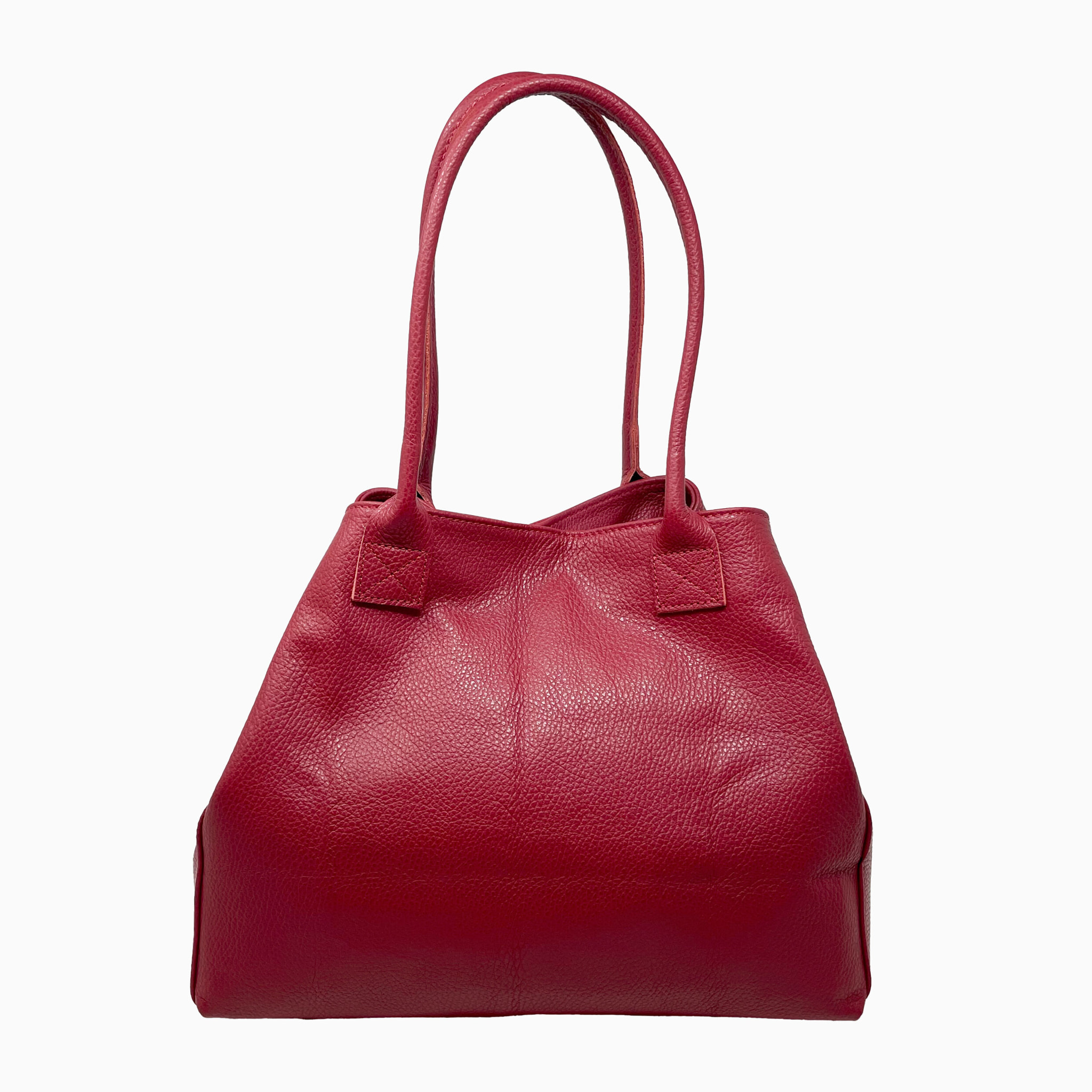 Chicca Borse - Borsa a Spalla Donna in Vera Pelle - Colore Dollaro Rosso