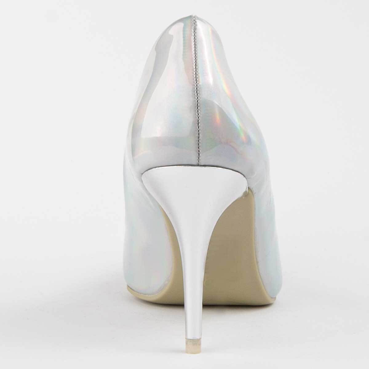 Zapato De Tacón - Plateado - Altura: 8 Cm