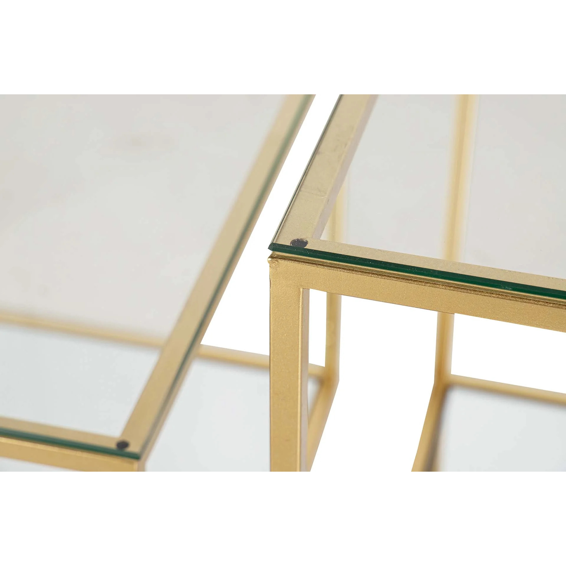 Set 2 Mesas Metal Cristal 50x50x50 45x45x35 Cm