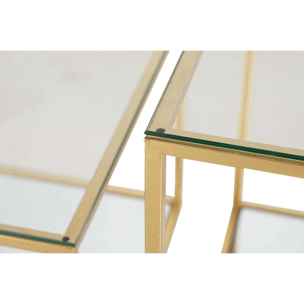 Set 2 Mesas Metal Cristal 50x50x50 45x45x35 Cm