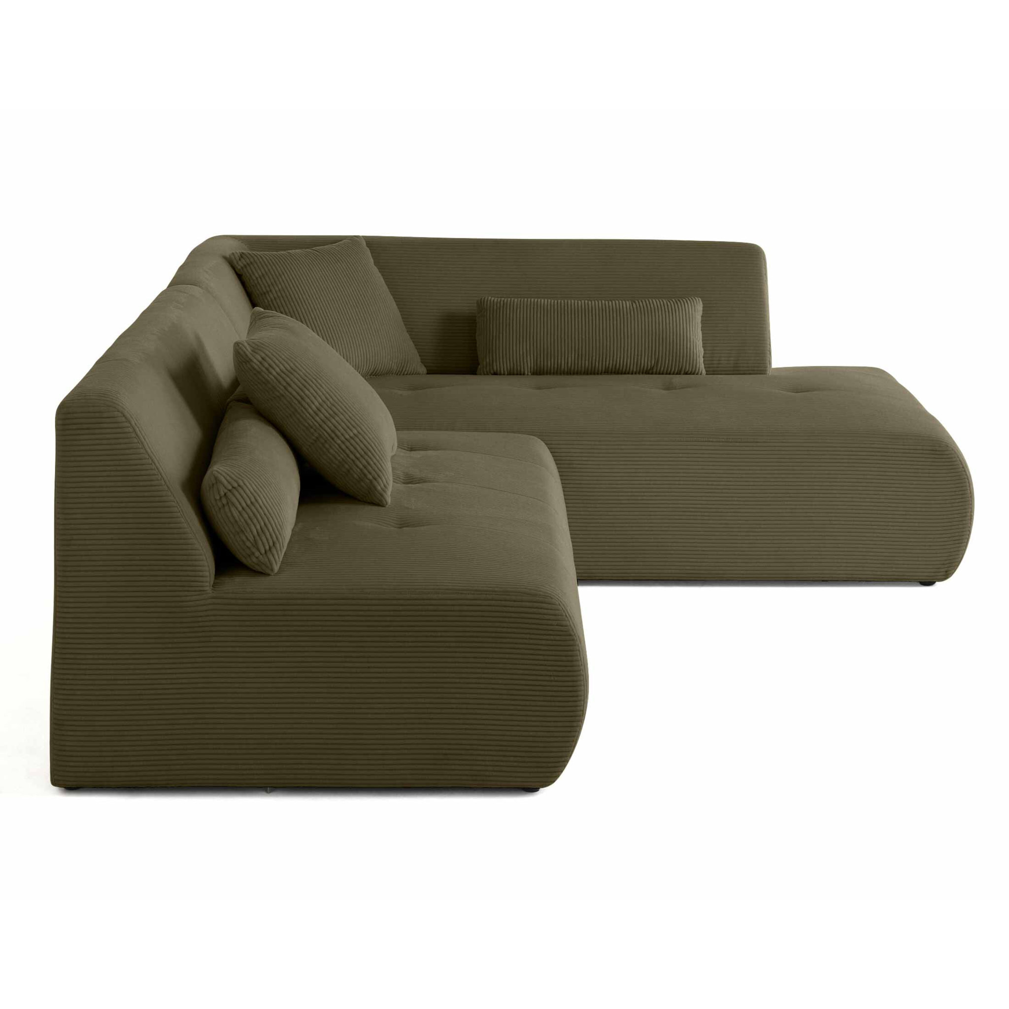 Onyx - canapé modulable d'angle droit - 5 places - en velours côtelé - Vert