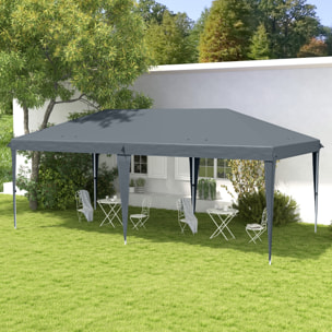 Tonnelle barnum de jardin pop-up pliant 5,85L x 2,95l x 2,7H m sac inclus acier époxy oxford haute densité gris