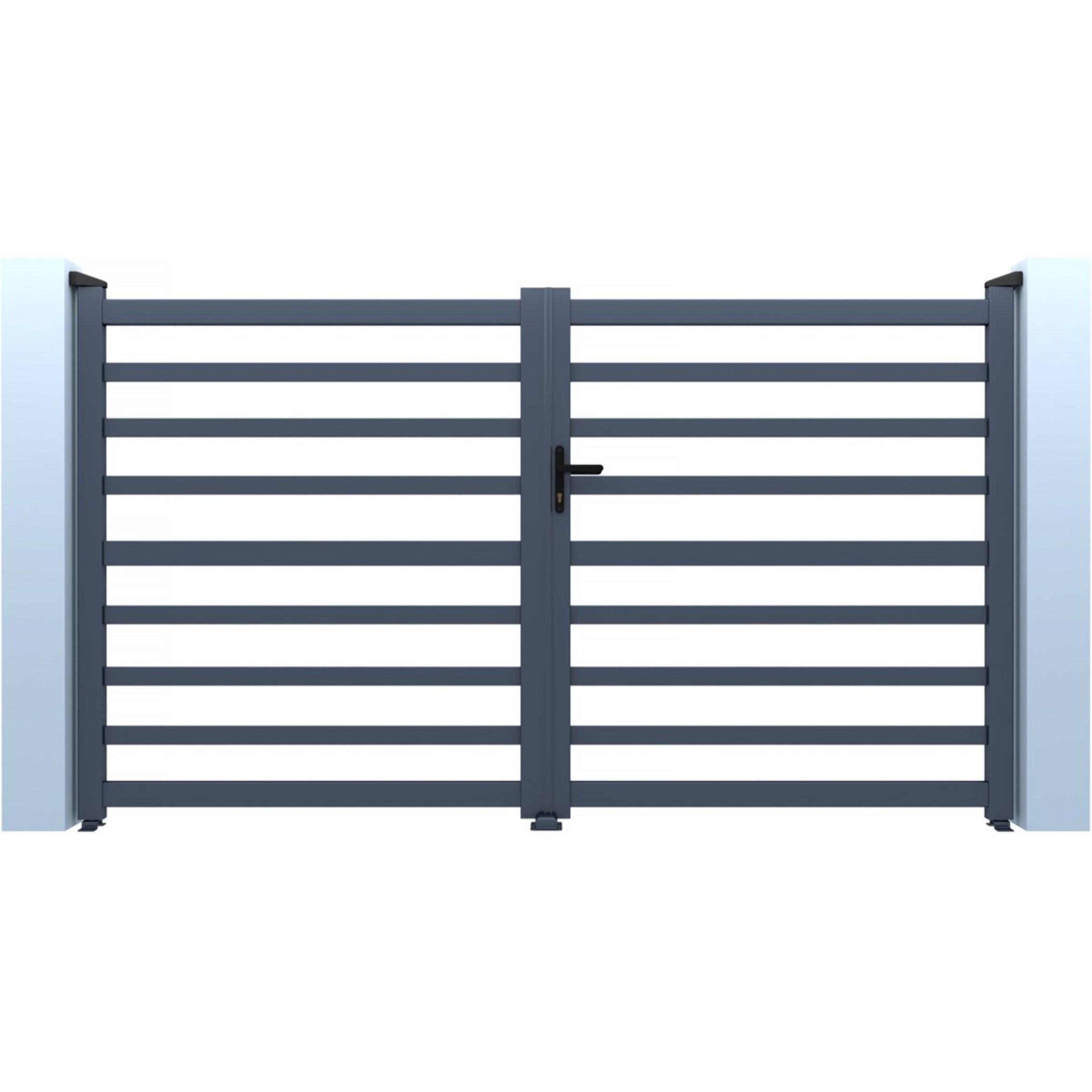 Portail aluminium ajouré "Martin" - 300 x 140 cm - Gris