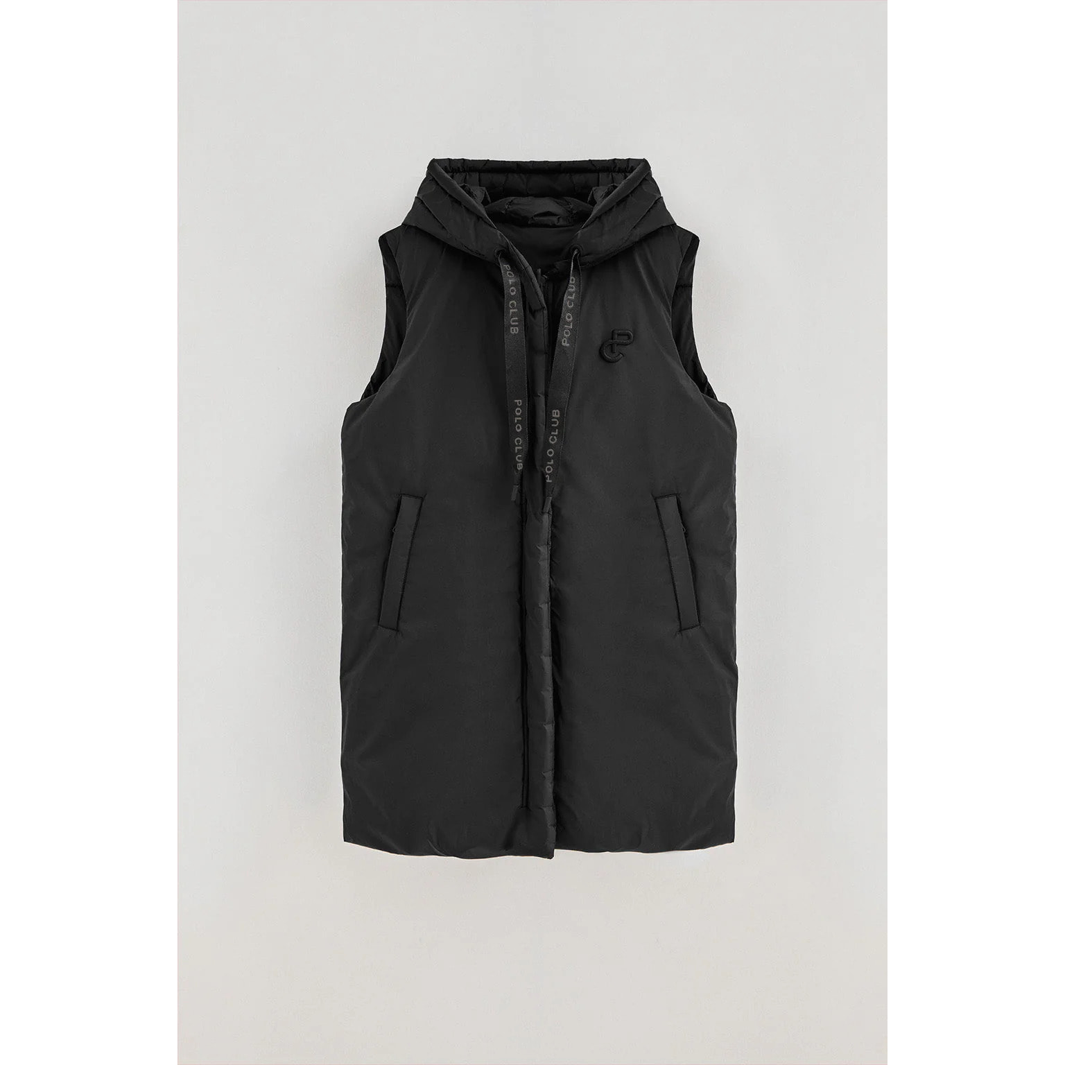 Gilet lungo reversibile nero con logo Polo Club