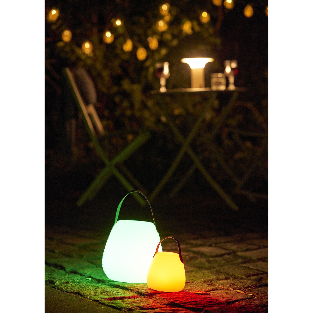 Lampada LED RGB ricaricabile Derry in PE bianco ø21 cm — versione grande