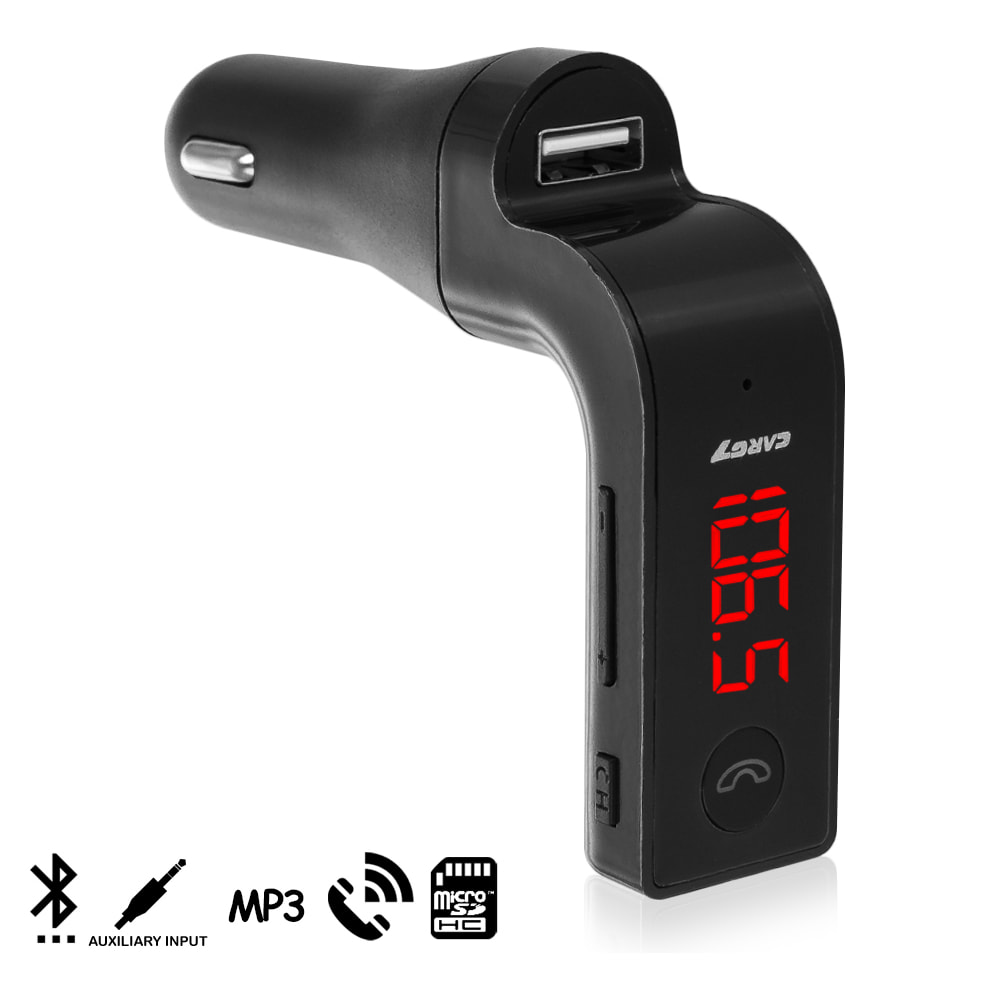 Kit 4 in 1 con vivavoce Bluetooth e trasmettitore FM per auto