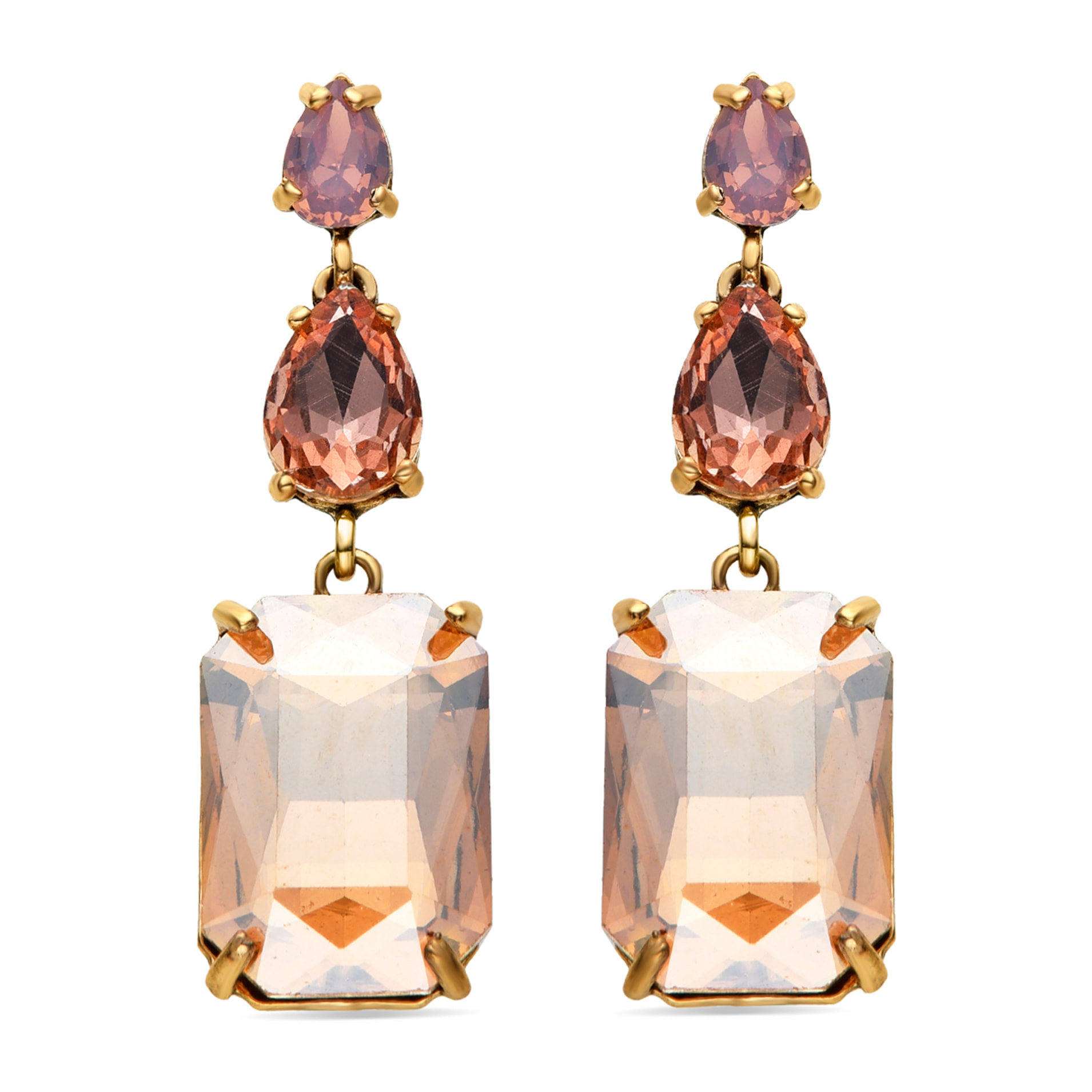 Pendientes de Cristal Multicolor acabados en oro amarillo de 18k