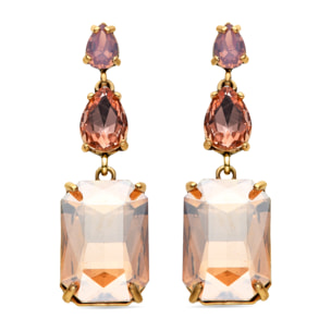Pendientes de Cristal Multicolor acabados en oro amarillo de 18k