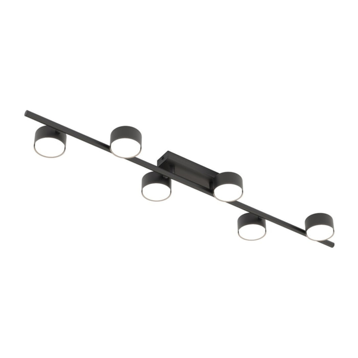 Faretto da soffitto BET a quattro luci in acciaio nero opaco