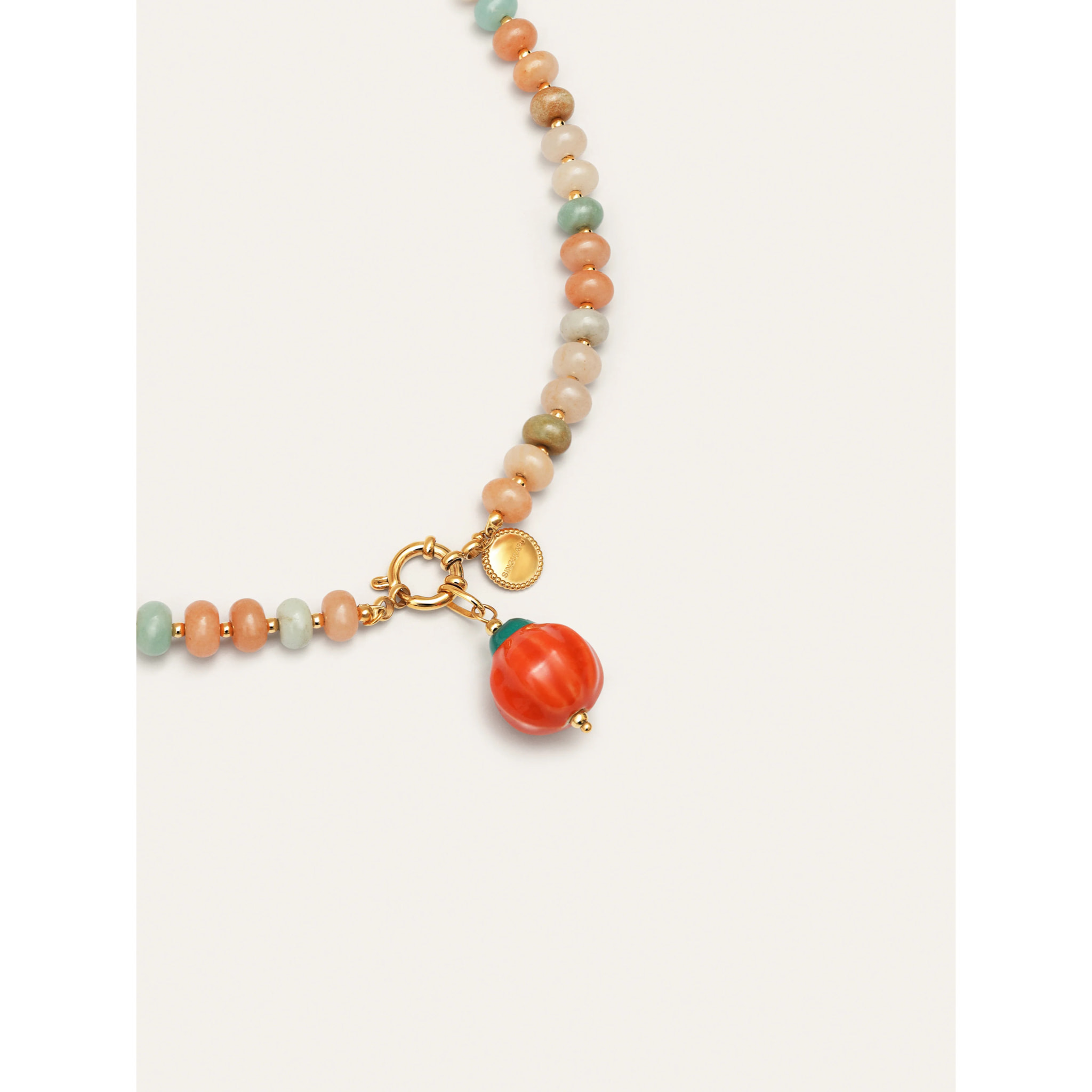 Collar Pumpkin Stones Acero Baño Oro