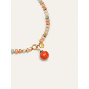 Collar Pumpkin Stones Acero Baño Oro