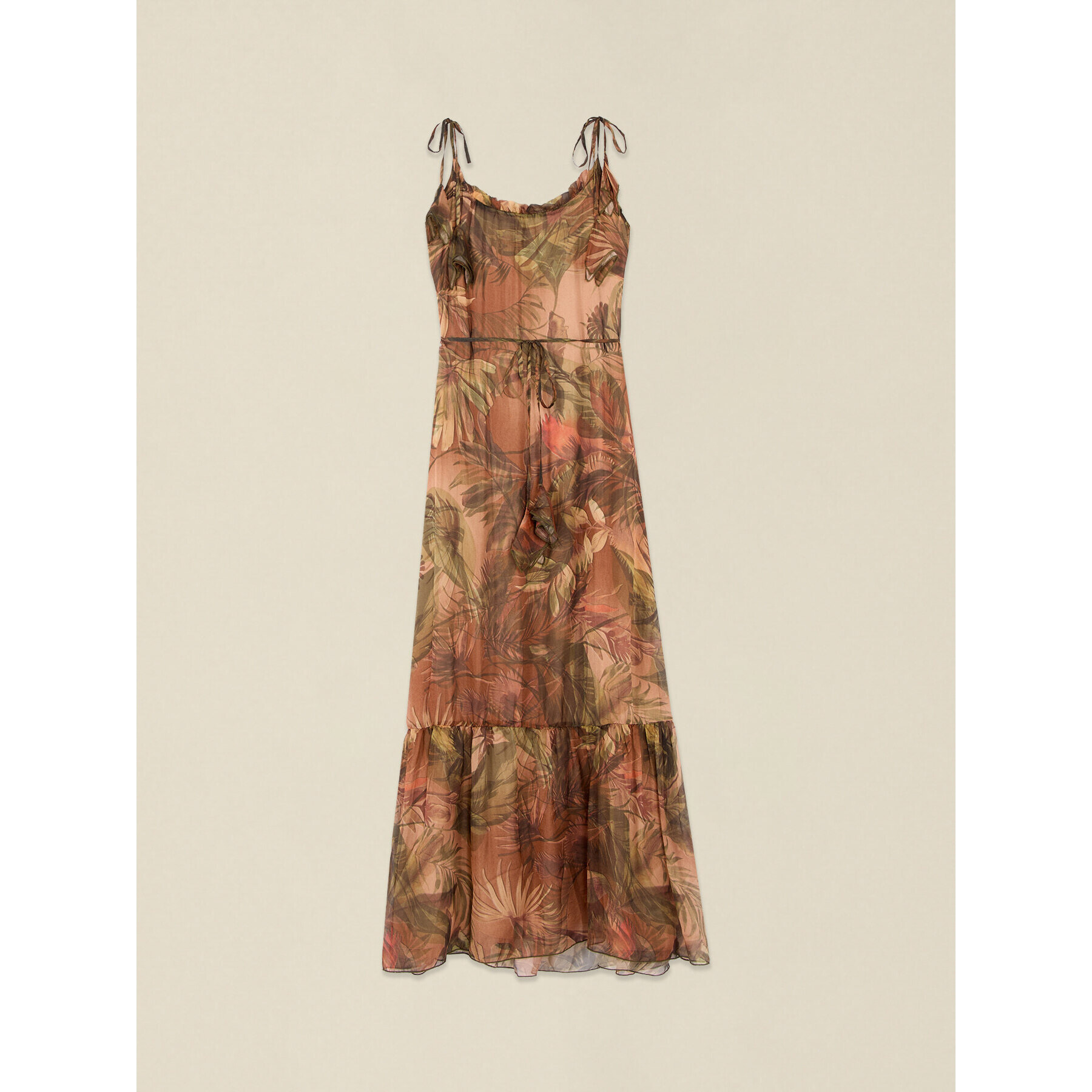 Oltre - Vestito lungo in chiffon misto seta - Marrone