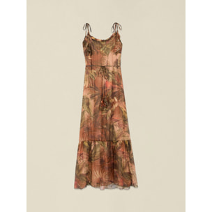 Oltre - Vestito lungo in chiffon misto seta - Marrone