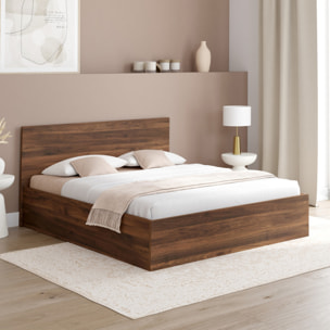 Lit coffre Sicilia 160x200cm effet bois noyer