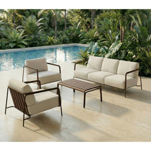 Salon de jardin en aluminium - 5 places - chocolat - VELIA
