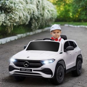 Coche Eléctrico para Niños Mercedes-Benz EQA Coche de Batería 12V con Control Remoto Música Bocina Velocidad 3-8 km/h para Niños de 3-8 Años 111,5x69x52,5 cm Blanco