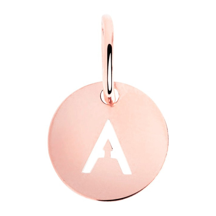 Charm Mini Medallion Letter Argento Placcato Oro Rosa