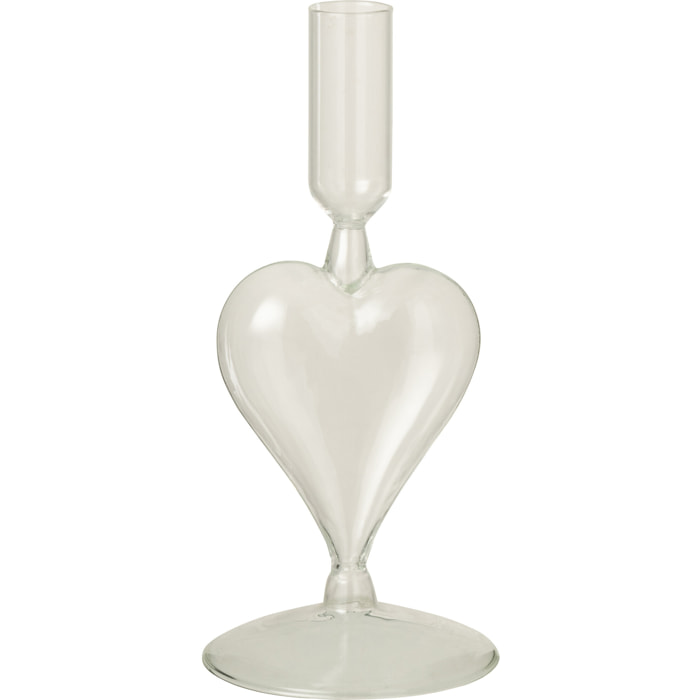 J-Line bougeoir Cœur - verre - transparent