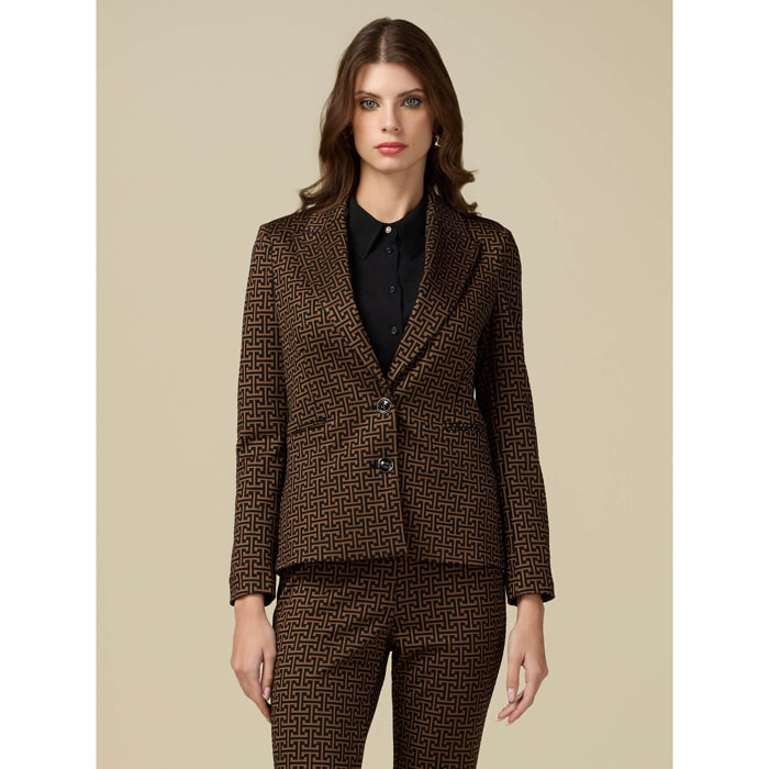 Oltre - Blazer in jersey jacquard - Marrone