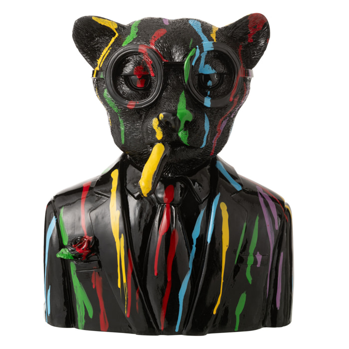 J-Line Léopard Tâches de Peinture décoratif - polyrésine - noir/multicolore