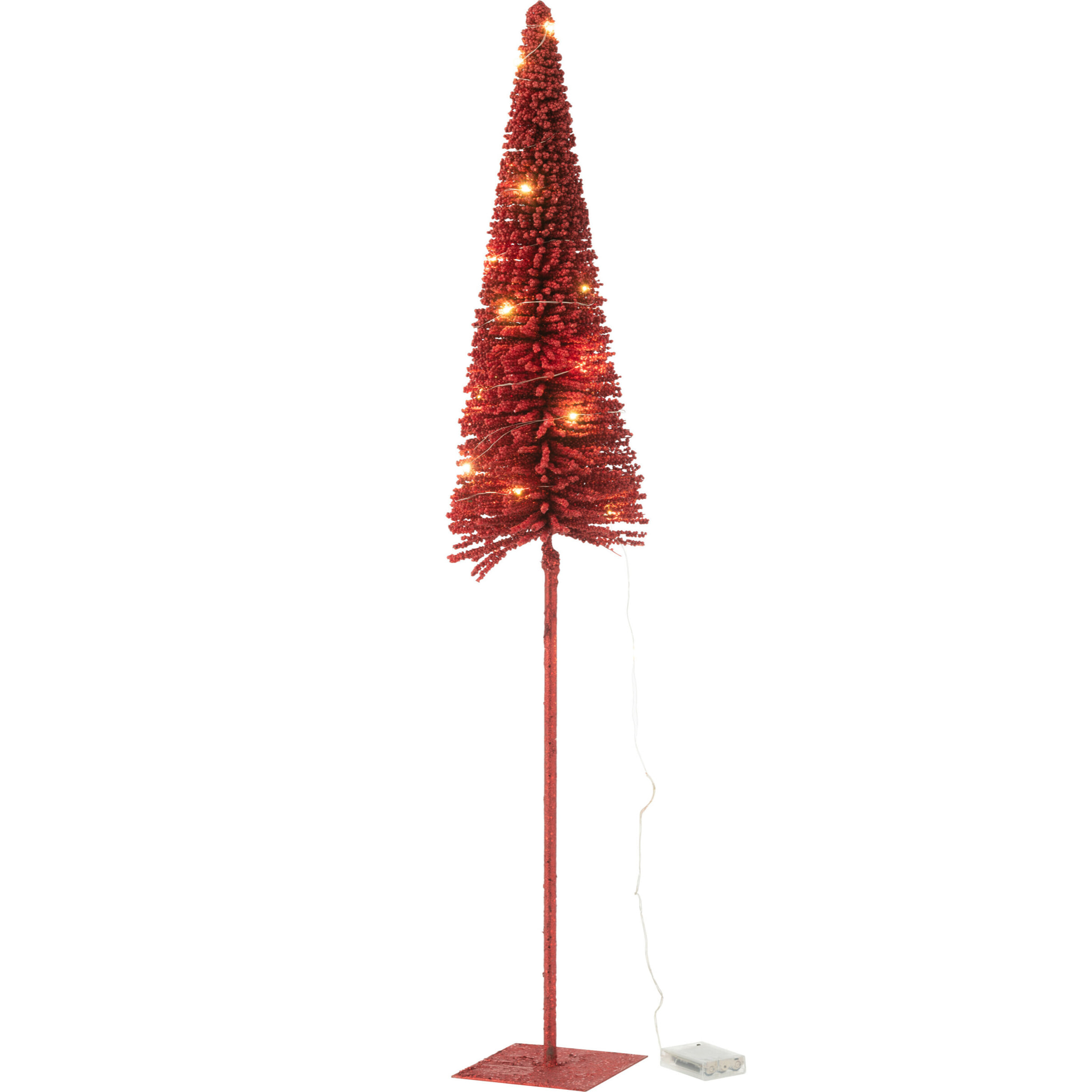 J-Line décoration sapin de Noël - plastique - rouge - large - LED/piles