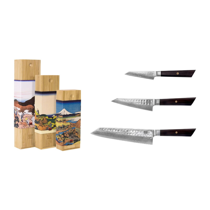 Set essenziale di coltelli (3 coltelli) - Collezione Bunka Damasco