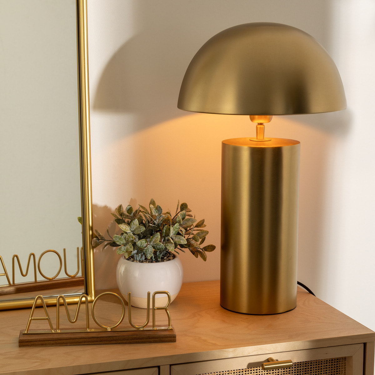 Lampe "Champi" en métal H50cm doré