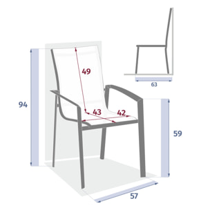 Fauteuil de jardin empilable "Axant" lin & argile en alumumium