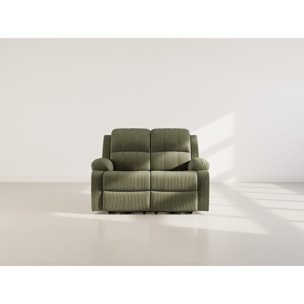 Armand - Canapé 2 places relax électrique en velours côtelé - Vert
