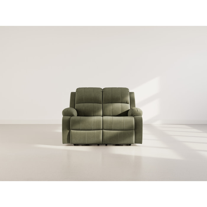 Armand - Canapé 2 places relax électrique en velours côtelé - Vert