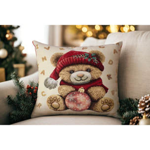 COPPIA CUSCINI ARREDO JACQUARD SFODERABILI 43X43 CM DISEGNO ORSACCHIOTTO