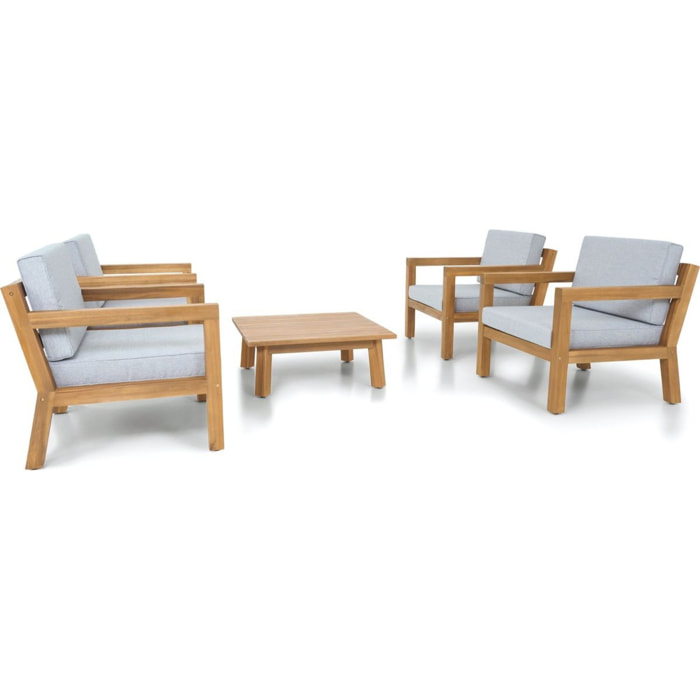Salon de jardin 4 places en bois FSC - PALAU