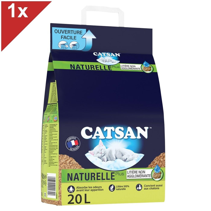 CATSAN Naturelle plus Litière végétale pour chat 1 sac de 20L