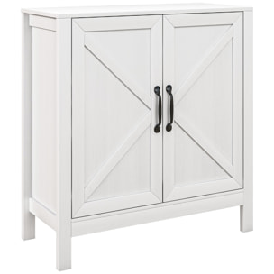 Buffet 2 portes étagère style rustique chic - dim. 80L x 35l x 85H cm - blanc